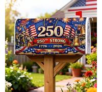 Couvertures magnétiques de boîte aux lettres avec drapeaux patriotiques festifs, feux d'artifice, cloches de feu d'artifice, jour de l'indépendance, protection pour boîte aux lettres pour extérieur