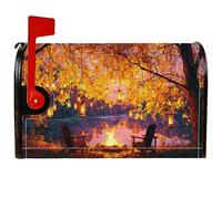 Couvertures magnétiques de boîte aux lettres avec feuilles d'automne, lanternes rustiques, orange feu, couverture de boîte aux lettres saisonnière pour décoration de cour avant, 53,3 x 64,9 cm