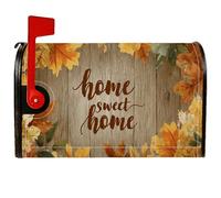 Couvertures magnétiques de boîte aux lettres avec feuilles et texte en bois rustique pour décoration de jardin et extérieur, 45,7 x 53,3 cm, orange automne