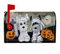 Couvertures magnétiques de boîte aux lettres avec motif de chiens - Citrouilles fantaisistes - Pierre tombale d'Halloween - Décoration de jardin et cour - 45,7 x 53,3 cm
