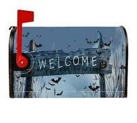 Couvertures magnétiques de boîte aux lettres chauve-souris rustique, panneau de bienvenue effrayant, citrouille, Halloween, décoration de boîte aux lettres pour décoration de cour avant, 45,7 x 53,3