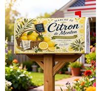 Couvertures magnétiques de boîte aux lettres citron, panier rustique d'été rustique avec branches d'olivier, décorations de boîte aux lettres jaune d'été pour décoration de cour avant 45,7 x 53,3 cm