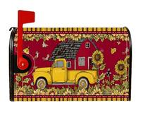 Couvertures magnétiques de boîte aux lettres de camion jaune, rustique, ferme, tournesols, grange, pour extérieur, décorations extérieures, 45,7 x 53,3 cm