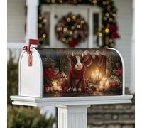 Couvertures magnétiques de boîte aux lettres de Noël, bougies rustiques, poinsettias, pour décoration de cour avant, 53,3 x 64,9 cm