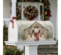 Couvertures magnétiques de boîte aux lettres de Noël en forme de vache des Highlands, lanternes rustiques de Noël, décorations de boîte aux lettres de Noël pour décoration de jardin et extérieur, 45,7