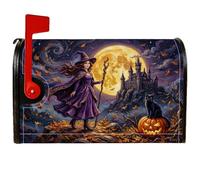 Couvertures magnétiques de boîte aux lettres de sorcière, château fantaisie, chat, Halloween, pour décoration de cour avant, 45,7 x 53,3 cm