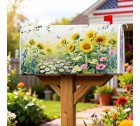 Couvertures magnétiques de boîte aux lettres de tournesol, motif floral printanier, papillon, jacinthe des bleues, printemps jaune, couverture de boîte aux lettres de vacances pour décoration de cour