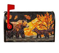 Couvertures magnétiques de boîte aux lettres d'ours, rustique, renard, feuilles d'automne, orange saisonnier, pour décoration de jardin, terrasse, 45,7 x 53,3 cm