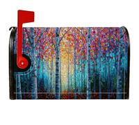 Couvertures magnétiques de boîte aux lettres en bouleau - Feuilles colorées rustiques - Coucher de soleil - Orange - 45,7 x 53,3 cm