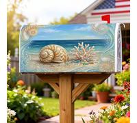 Couvertures magnétiques de boîte aux lettres en coquillages, plage côtière, corail, océan, été, bleu, 45,7 x 53,3 cm