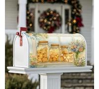 Couvertures magnétiques de boîte aux lettres en forme de bocaux rustiques, fleurs de pain d'épices d'hiver, jaune pastel pour décoration de cour, 53,3 x 64,9 cm