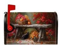 Couvertures magnétiques de boîte aux lettres en forme de chat, citrouilles saisonnières, fleurs d'automne orange pour décoration de jardin, cour, 53,3 x 64,5 cm