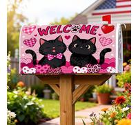 Couvertures magnétiques de boîte aux lettres en forme de chats, cœurs fantaisie, fraise, Saint-Valentin, pêche, protection pour boîte aux lettres pour décoration de porche, 45,7 x 53,3 cm