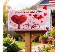 Couvertures magnétiques de boîte aux lettres en forme de cœur d'arbre pour la Saint-Valentin, ballons de vélo romantiques, décoration de boîte aux lettres pour extérieur, jardin, cour, 53,3 x 64,5 cm