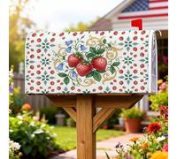 Couvertures magnétiques de boîte aux lettres en forme de fraise, rustique vintage, jacinthe des bleues, motif floral, rouge, pour décorations extérieures, 45,7 x 53,3 cm