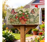Couvertures magnétiques de boîte aux lettres en forme de fraises, arrosoir rustique en forme de papillon pour décoration de porte d'entrée, 45,7 x 53,3 cm