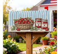 Couvertures magnétiques de boîte aux lettres en forme de fraises pour décoration de pelouse, panier rustique d'été, 53,3 x 64,9 cm