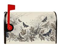 Couvertures magnétiques de boîte aux lettres en forme de papillon, toile d'araignée rustique vintage, motif feuille d'automne, crème décorative, pour extérieur, jardin, cour, 45,7 x 53,3 cm