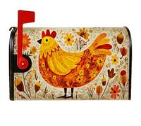 Couvertures magnétiques de boîte aux lettres en forme de poulet, fleurs rustiques fantaisistes, glands - Décorations pour extérieur - 53,3 x 64,5 cm - Jaune automne