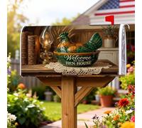Couvertures magnétiques de boîte aux lettres en forme de poulet, lampe rustique pour bol de ferme - Vert automne - Décoration extérieure - 45,7 x 53,3 cm