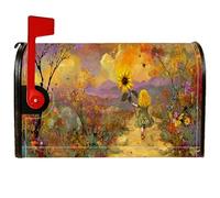 Couvertures magnétiques de boîte aux lettres en forme de tournesol - Motif chemin de fille - Jaune - 45,7 x 53,3 cm