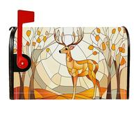 Couvertures magnétiques de boîte aux lettres motif cerf, arbres rustiques, feuilles d'automne, orange pour décoration de porte d'entrée, 53,3 x 64,9 cm