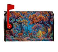 Couvertures magnétiques de boîte aux lettres motif cerf, tente naturelle, arbres, automne, orange pour décoration extérieure de cour, 45,7 x 53,3 cm
