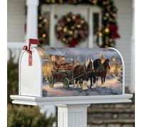 Couvertures magnétiques de boîte aux lettres motif chevaux, cadeaux rustiques de Noël, boîte aux lettres rouge pour décoration de maison, jardin, 53,3 x 64,9 cm
