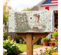 Couvertures magnétiques de boîte aux lettres motif fraises - Style rustique vintage - Motif papillon - Vert été - Pour décoration de jardin et cour - 45,7 x 53,3 cm