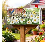 Couvertures magnétiques de boîte aux lettres motif marguerites, rustique, bleu, chardonneret, vert printanier, décoration de jardin, 53,3 x 64,9 cm