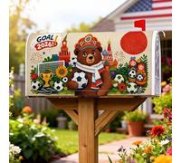 Couvertures magnétiques de boîte aux lettres motif ours, trophée festif et ludique de ballon de football, couverture décorative pour jardin, terrasse, 45,7 x 53,3 cm