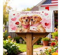 Couvertures magnétiques de boîte aux lettres pour chien, cœurs romantiques et ludiques, rose, pour la Saint-Valentin, décoration de jardin, cour, 53,3 x 64,9 cm