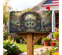 Couvertures magnétiques de boîte aux lettres pour portail, jardin rustique, rose, lanterne, vert printemps, housse de boîte aux lettres de vacances pour extérieur, jardin, cour, 45,7 x 53,3 cm