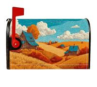 Couvertures magnétiques de boîte aux lettres rustique, arbre de champ, bleu automne, pour décoration de maison et de jardin, 53,3 x 64,9 cm