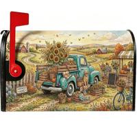 Couvertures magnétiques de boîte aux lettres rustiques pour camion de | Camion vintage, couvercle de boîte aux lettres, thème récolte, paysage rural, ferme rustique, portrait de chien