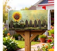Couvertures magnétiques de boîte aux lettres tournesol - Clôture naturelle rustique - Jaune été - Protection pour boîte aux lettres - Pour décoration de jardin ou extérieur - 53,3 x 64,9 cm