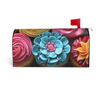 Couvertures magnétiques pour boîte aux lettres colorées - Motif cupcakes arc-en-ciel - Taille standard - 64,8 x 53,3 cm - Étanche - Pour boîte aux lettres personnalisée - Pour décoration de jardin et