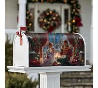 Couvertures magnétiques pour boîte aux lettres de Noël, cheminée, sapin de Noël, rouge pour décoration de cour avant, 45,7 x 53,3 cm