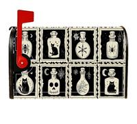 Couvertures magnétiques pour boîte aux lettres d'Halloween, motif tête de mort, chat gothique, Halloween, boîte aux lettres pour extérieur, jardin, cour, 45,7 x 53,3 cm