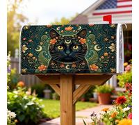 Couvertures magnétiques pour boîte aux lettres en forme de chat, fleurs bohèmes, étoiles, automne noir, pour décoration de jardin, terrasse, 53,3 x 64,9 cm