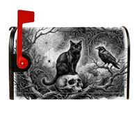 Couvertures magnétiques pour boîte aux lettres en forme de chat, gothique, rustique, corbeau, crâne, Halloween, protection de boîte aux lettres pour décoration de porte d'entrée, 45,7 x 53,3 cm