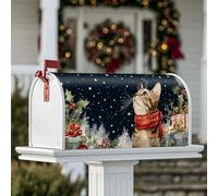 Couvertures magnétiques pour boîte aux lettres en forme de chat, motif houx enneigé, vert d'hiver, pour décoration de jardin extérieur, 45,7 x 53,3 cm