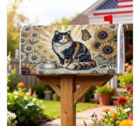 Couvertures magnétiques pour boîte aux lettres en forme de chat, tournesol vintage fantaisie, papillon, été, couverture décorative dorée pour décoration de porche avant, 45,7 x 53,3 cm
