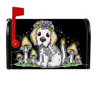 Couvertures magnétiques pour boîte aux lettres en forme de chien, champignons ludiques et fleurs d'automne pour décoration de cour avant, 53,3 x 64,9 cm