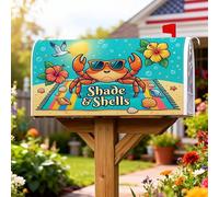 Couvertures magnétiques pour boîte aux lettres en forme de crabe, hibiscus tropical, coquillage, été, turquoise, pour décoration de porche, 45,7 x 53,3 cm
