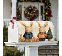 Couvertures magnétiques pour boîte aux lettres en forme de lapin - Motif sapin de Noël - Vert - 45,7 x 53,3 cm