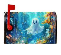Couvertures magnétiques pour boîte aux lettres fantôme, méduse sous-marine fantaisie, Halloween, bleu, pour décoration de jardin, terrasse, 45,7 x 53,3 cm