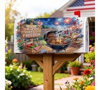 Couvertures magnétiques pour boîte aux lettres grillagée, drapeau patriotique festif des feux d'artifice pour décoration de jardin, cour, 45,7 x 53,3 cm