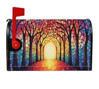 Couvertures magnétiques pour boîte aux lettres motif arbres, chemin contemporain fantaisie, printemps clair, arc-en-ciel, pour décoration extérieure, jardin, cour, 53,3 x 64,9 cm