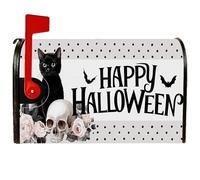 Couvertures magnétiques pour boîte aux lettres motif chat effrayant tête de mort roses Halloween noir pour décoration extérieure de jardin cour 45,7 x 53,3 cm